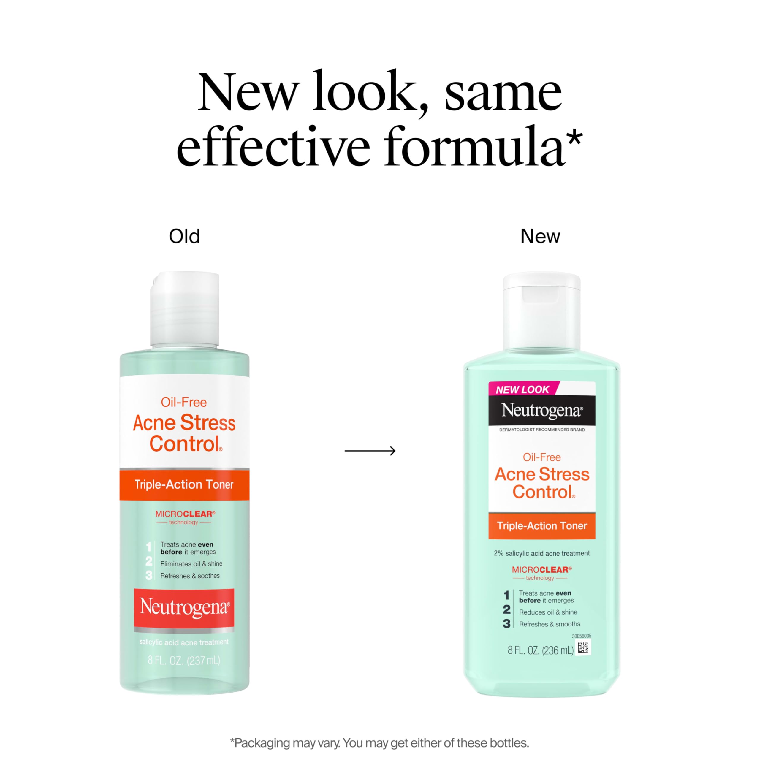Neutrogena 2 percent Salicylic Acid oil free toner back packaging showing ingredients