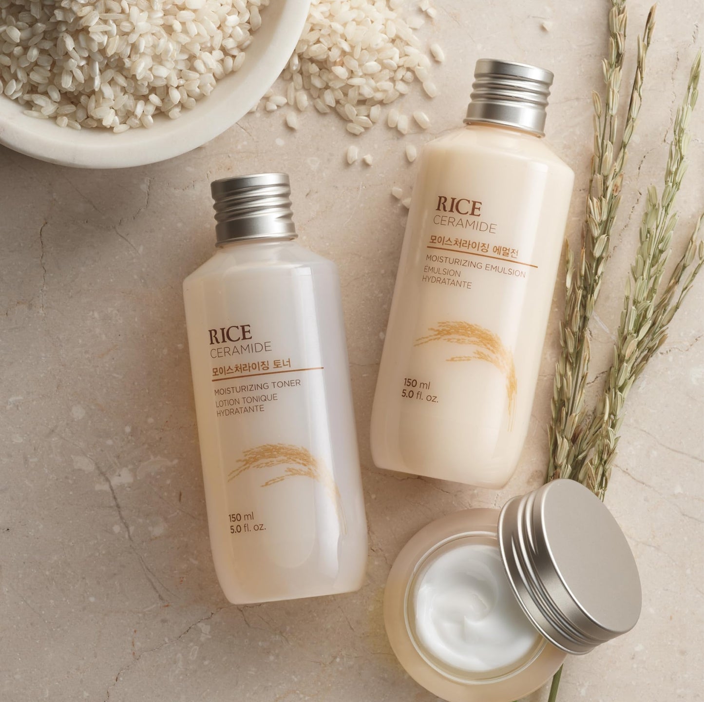 Back label of The Face Shop Rice and Ceramide toner showing ingredients