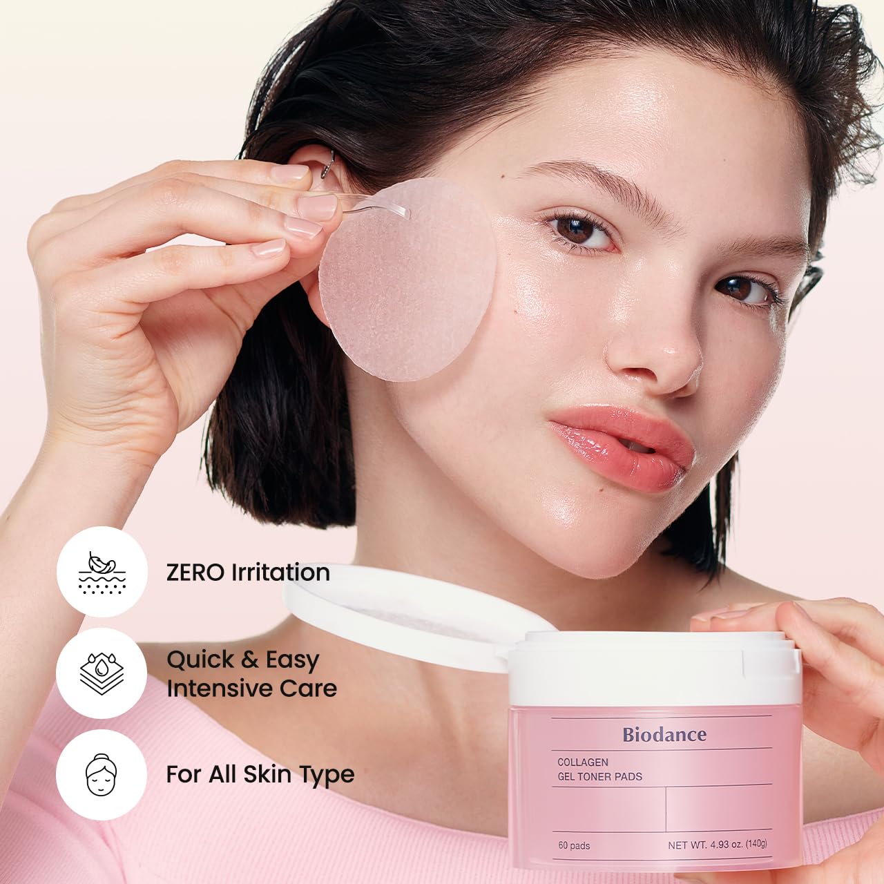 Side angle of Biodance collagen water toner pads container