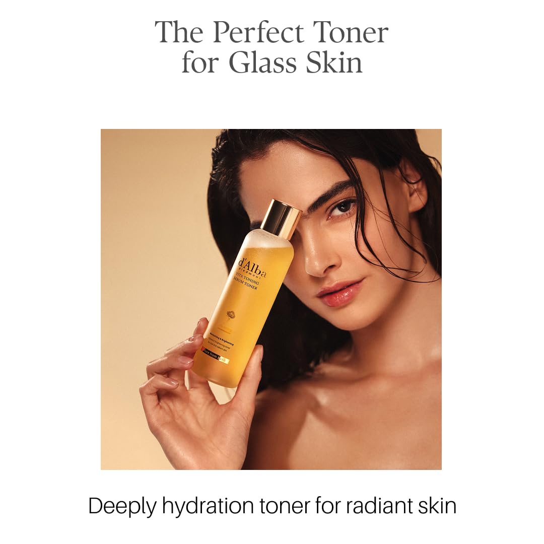 Imported d'Alba double vitamin skincare toner formula highlighting key ingredients white truffle and niacinamide