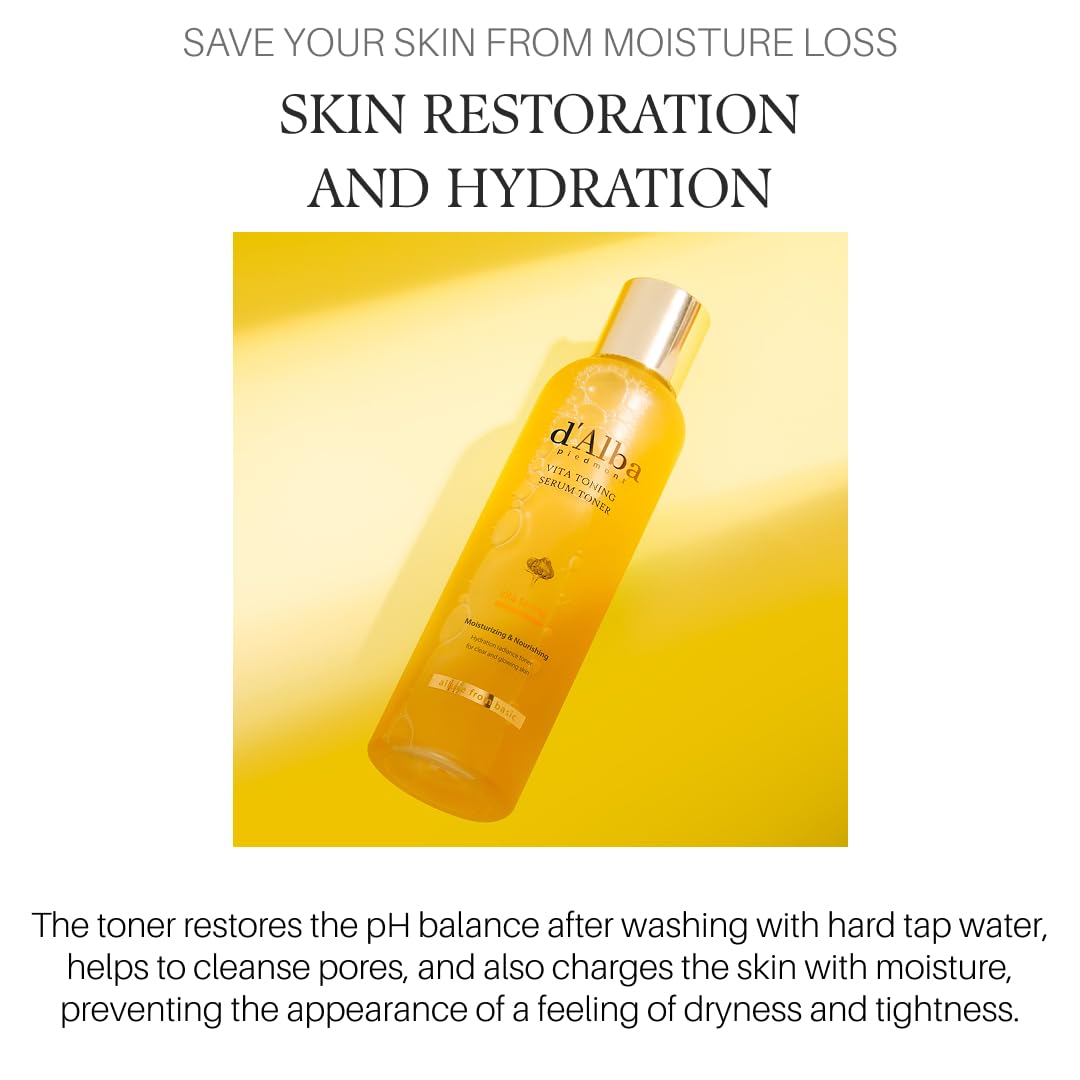 Korean glass skin routine featuring d'Alba White Truffle Vita Toning Toner for 100-hour hydration
