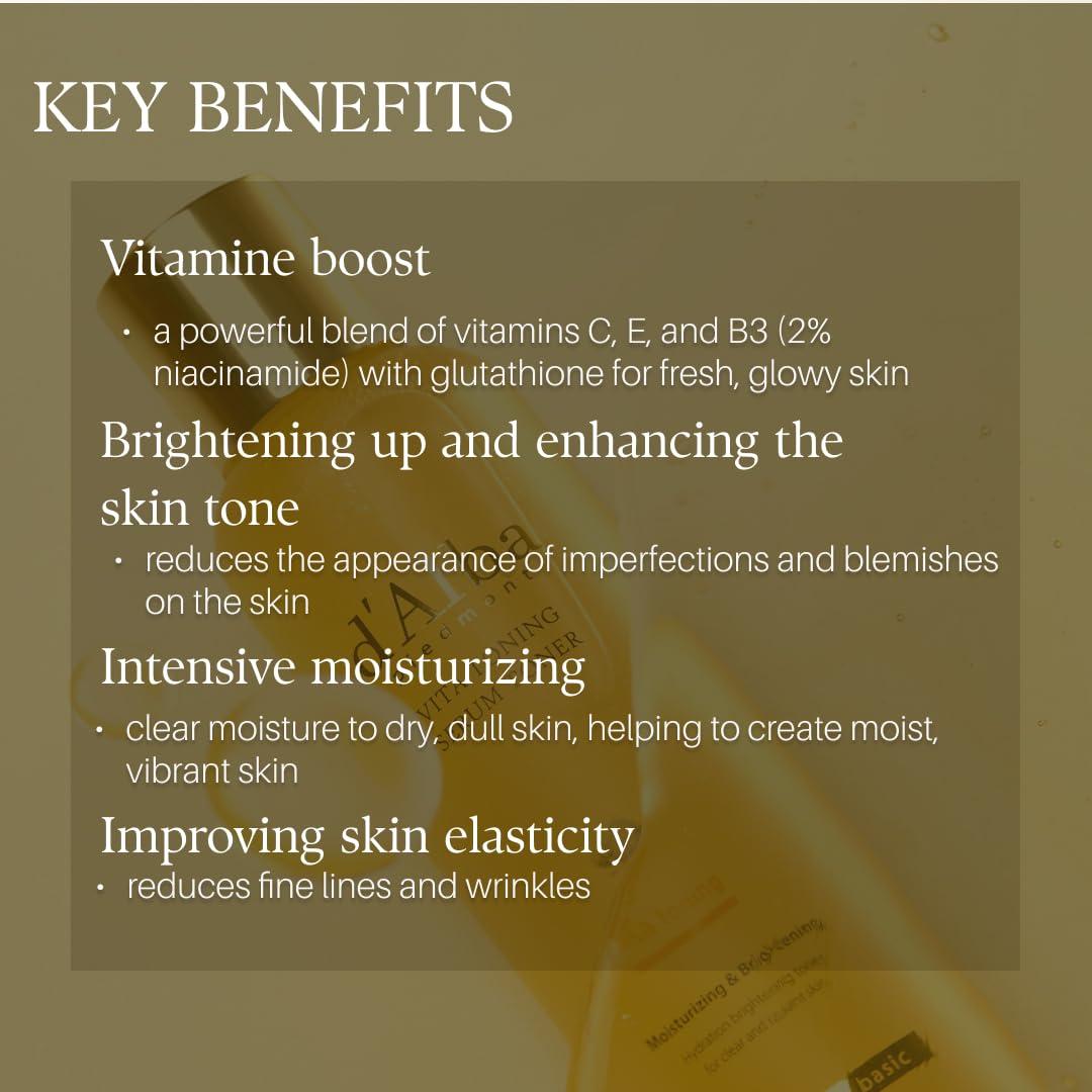 Vegan certified d'Alba Piedmont brightening serum toner poured into hands illustrating zero sticky residue