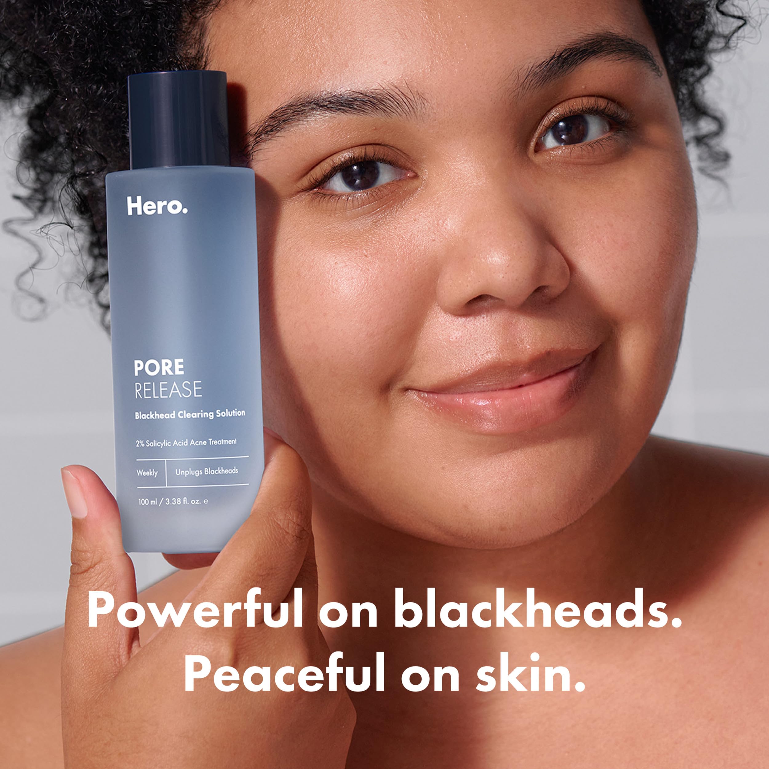 Hero Cosmetics Pore Release Exfoliating Toner showing the product label detailing the two percent salicylic acid formula
