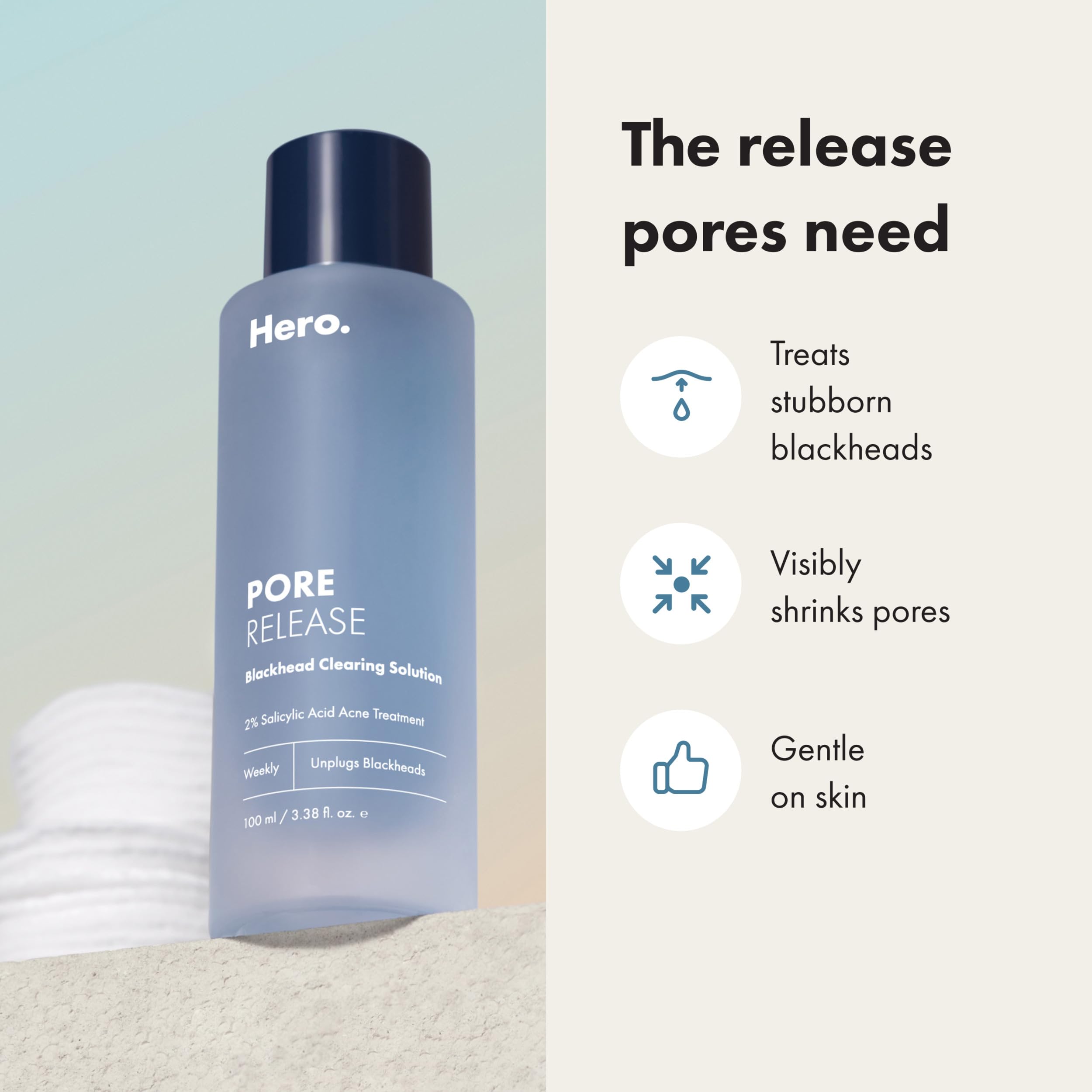 Hero Cosmetics Pore Release Blackhead Remover Toner container showing the fluid ounce and milliliter measurements