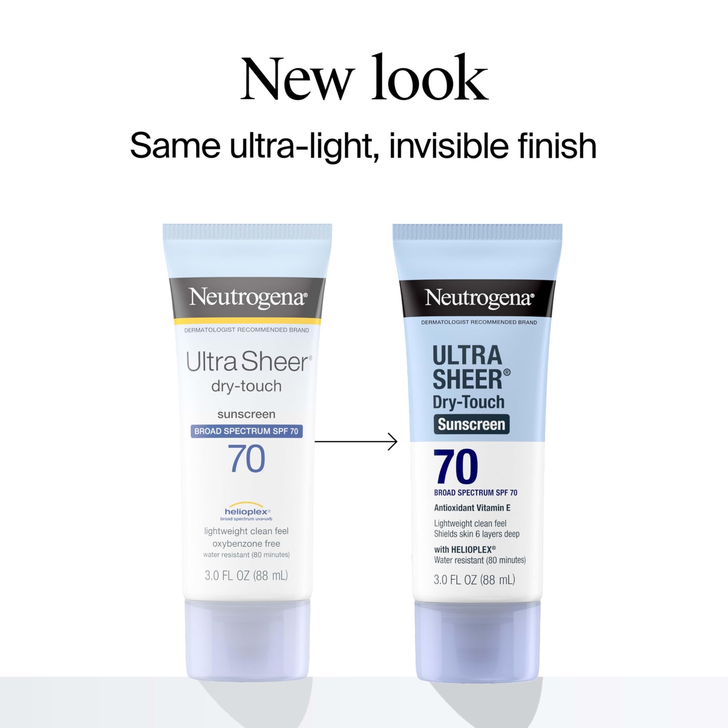 Neutrogena SPF 70 sunscreen tube side profile