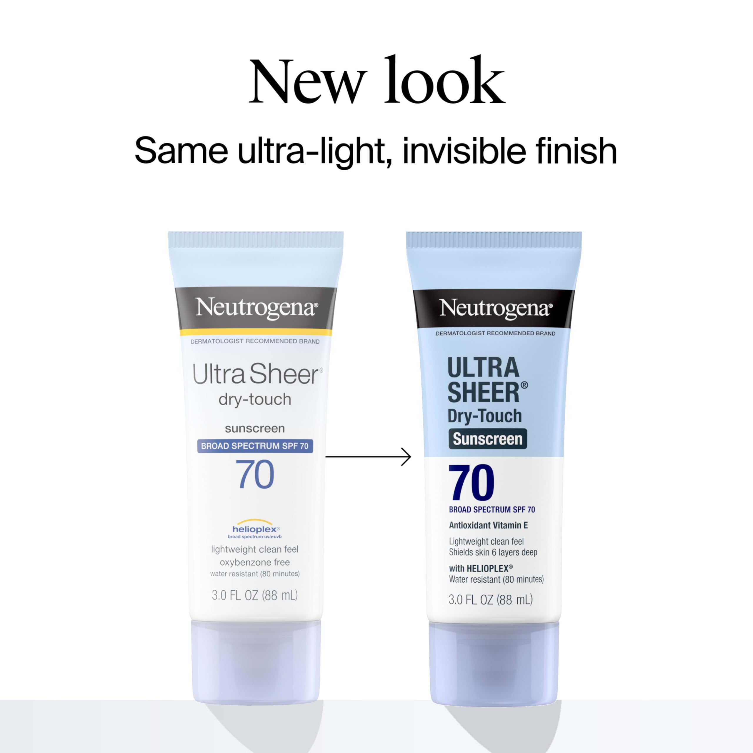 Neutrogena SPF 70 sunscreen tube side profile