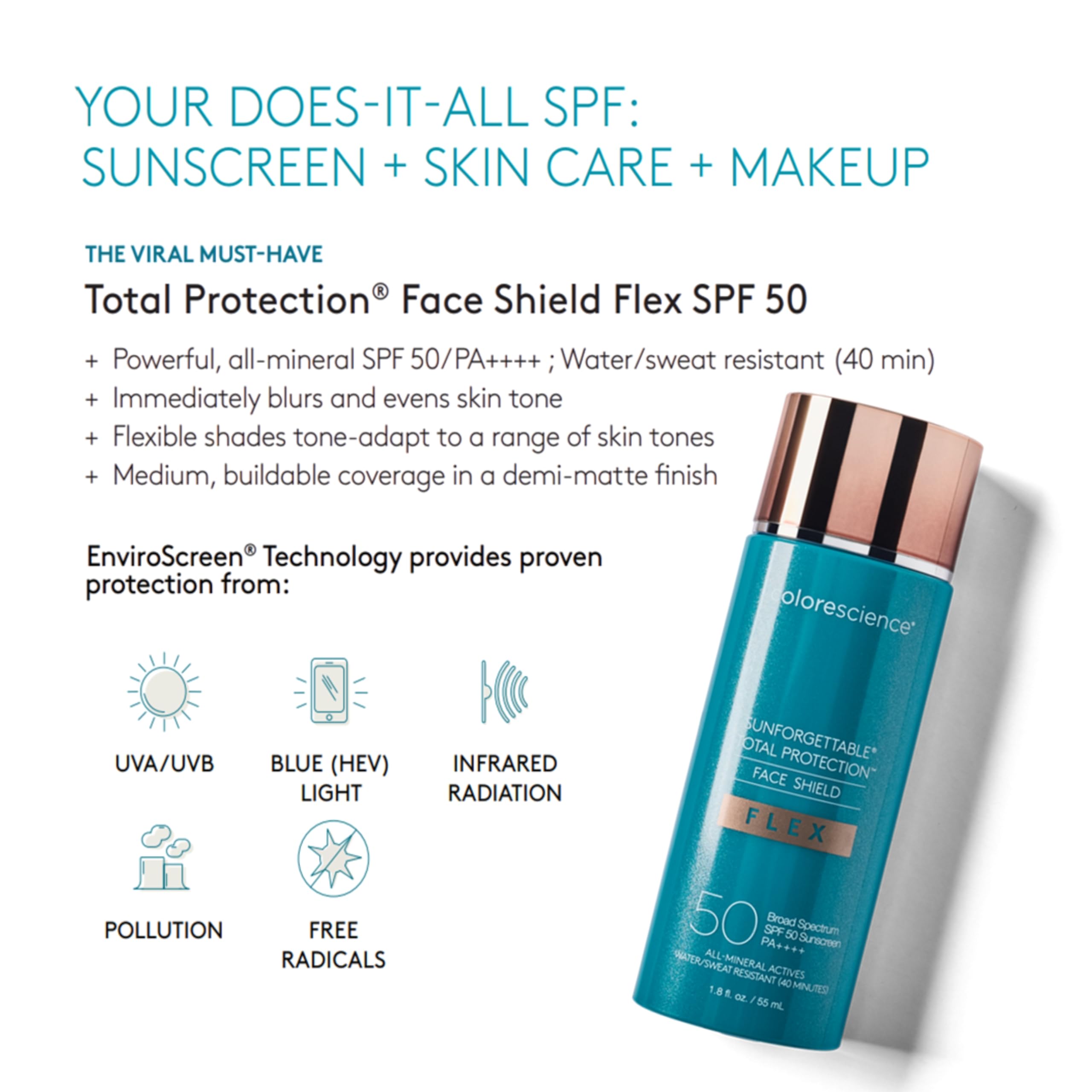 Texture swatch of Colorescience Flex sunscreen showing color adaptation