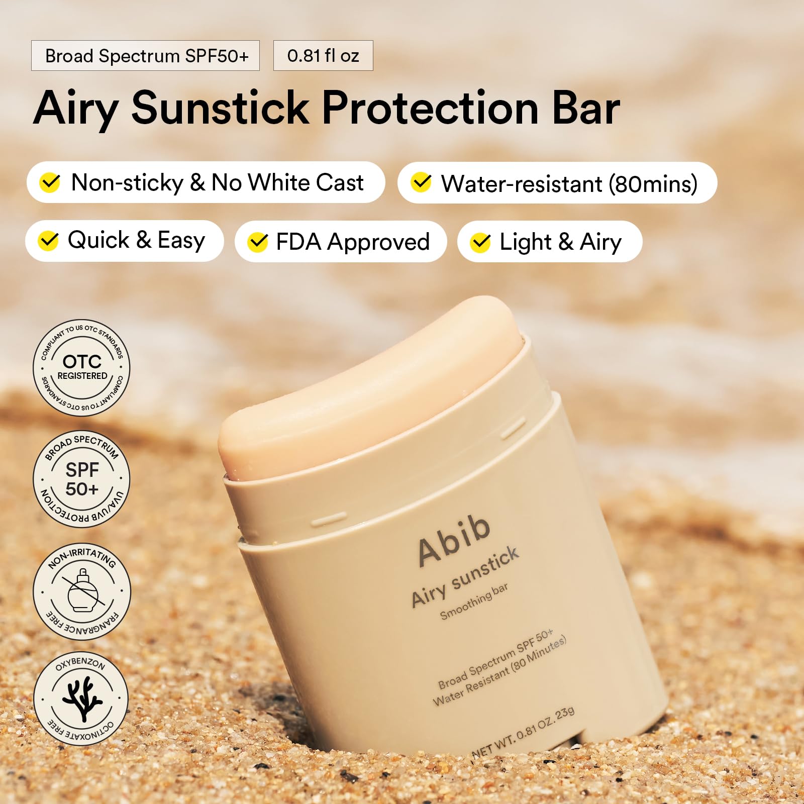 Abib sunscreen stick in open position showing texture