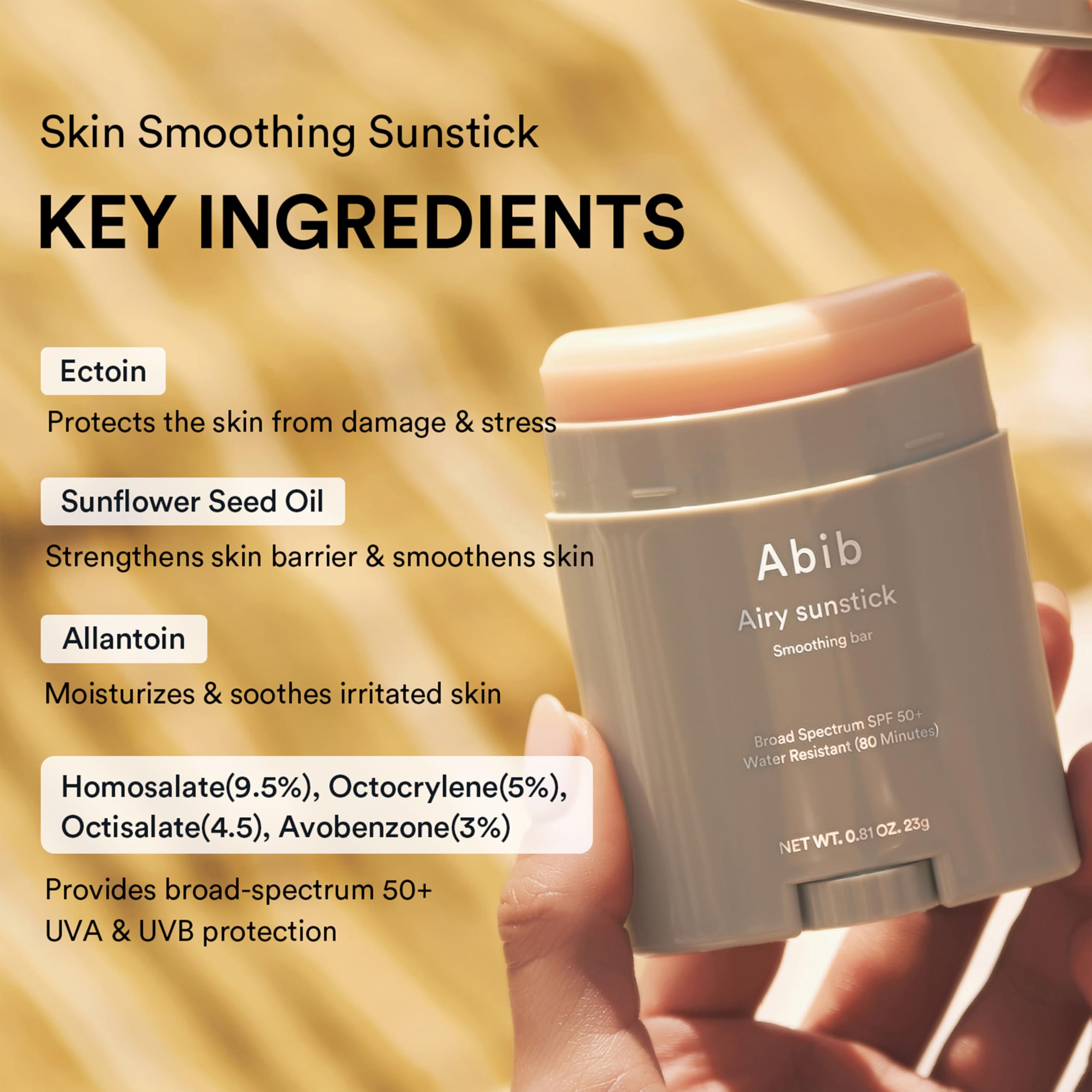 Abib Airy Sunstick Protection Bar applied on skin