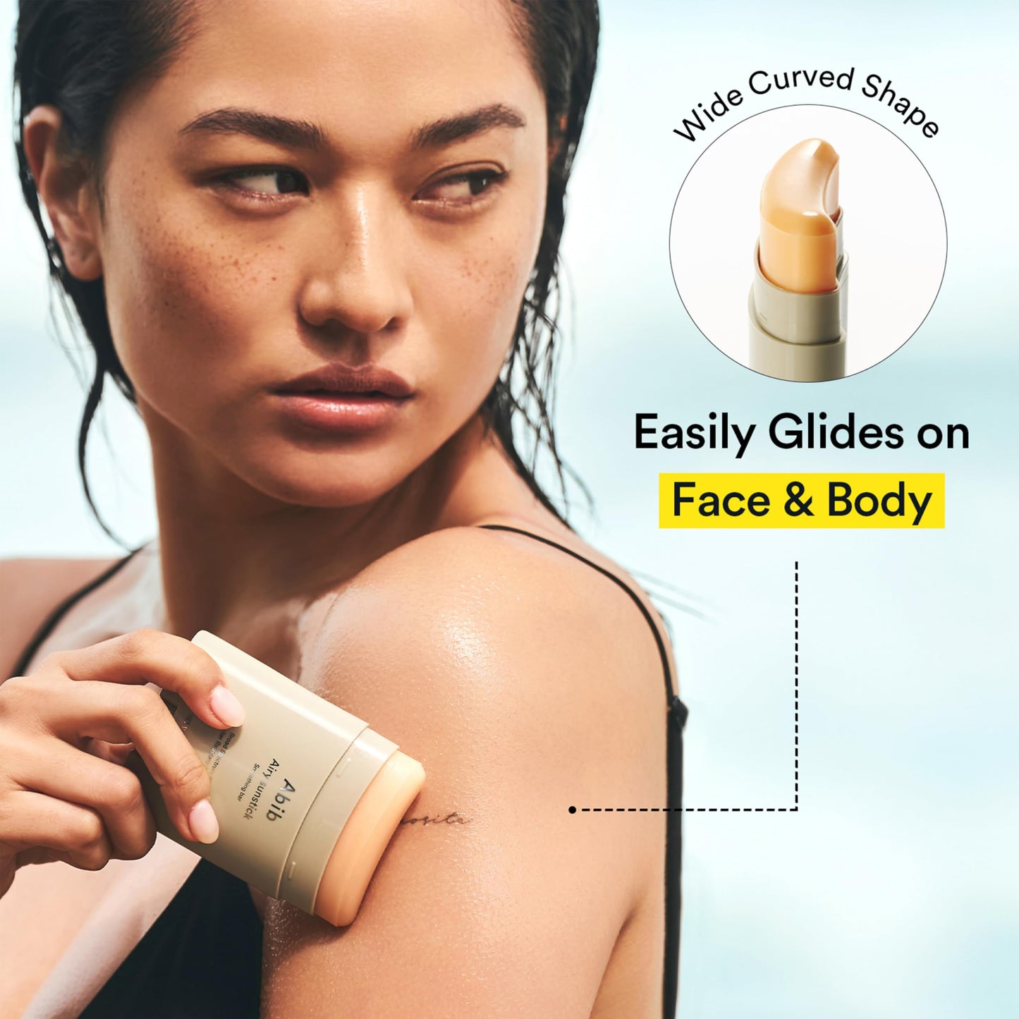 Abib Airy Sunstick branding and SPF 50 label