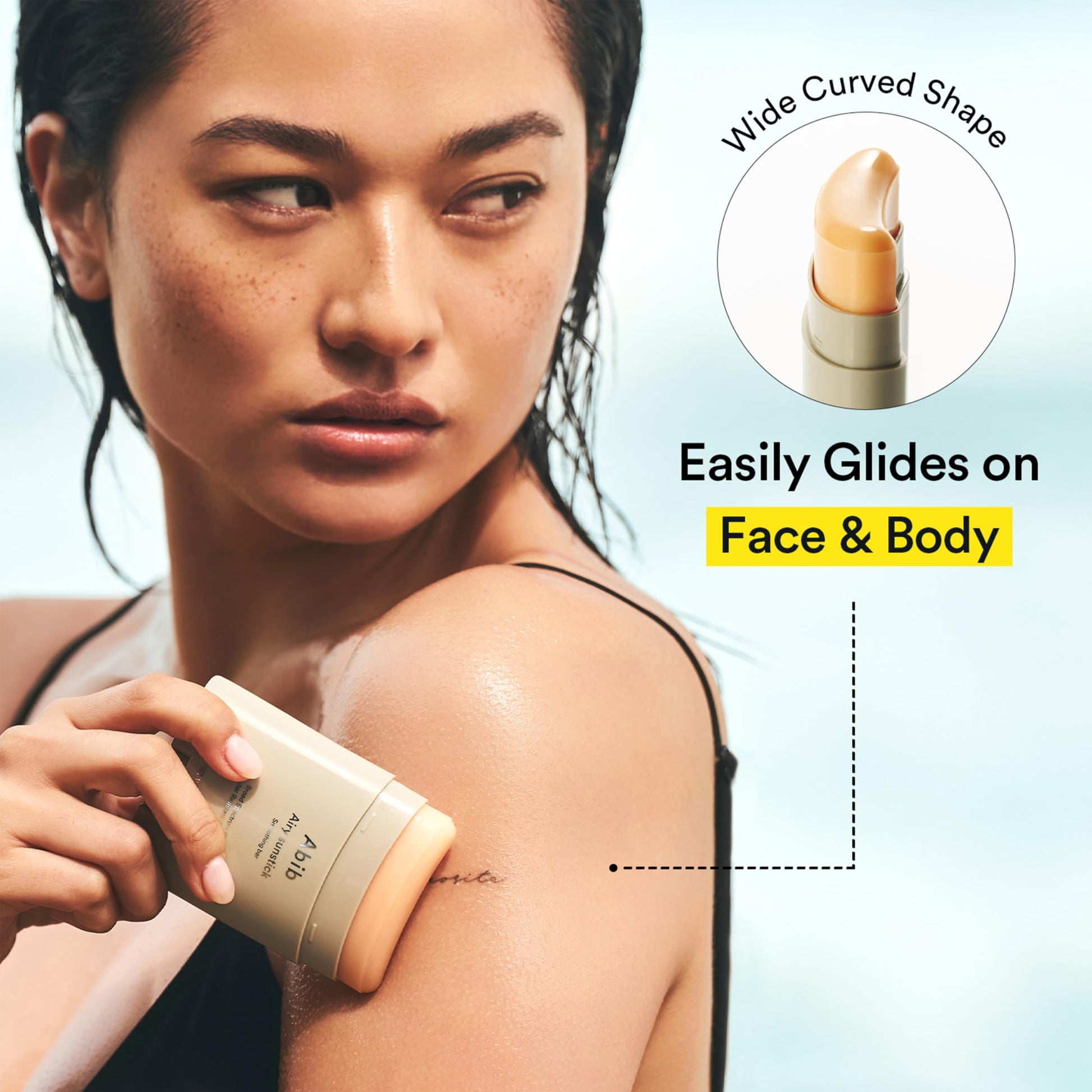 Abib Airy Sunstick branding and SPF 50 label