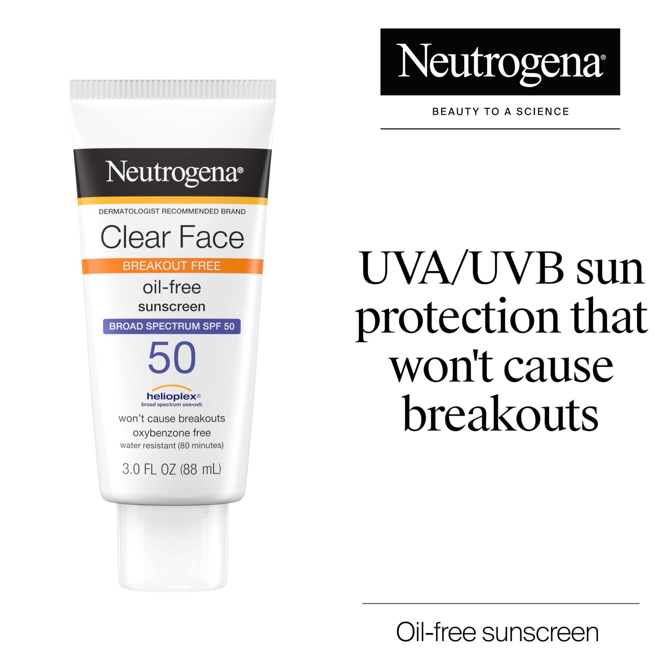Neutrogena Clear Face Sunscreen for acne-prone skin packaging