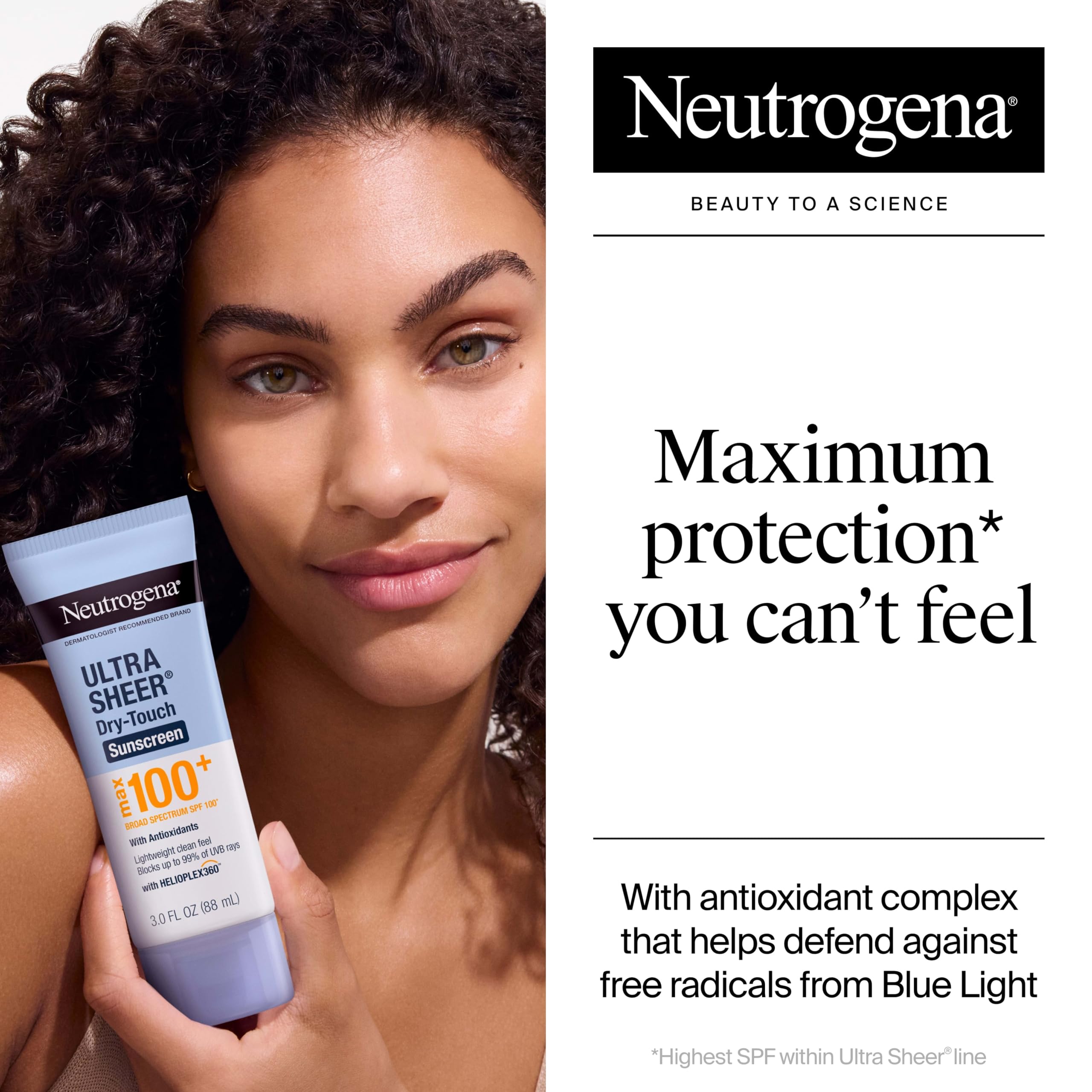 Neutrogena Max 100 Plus SPF sunscreen travel size bottle