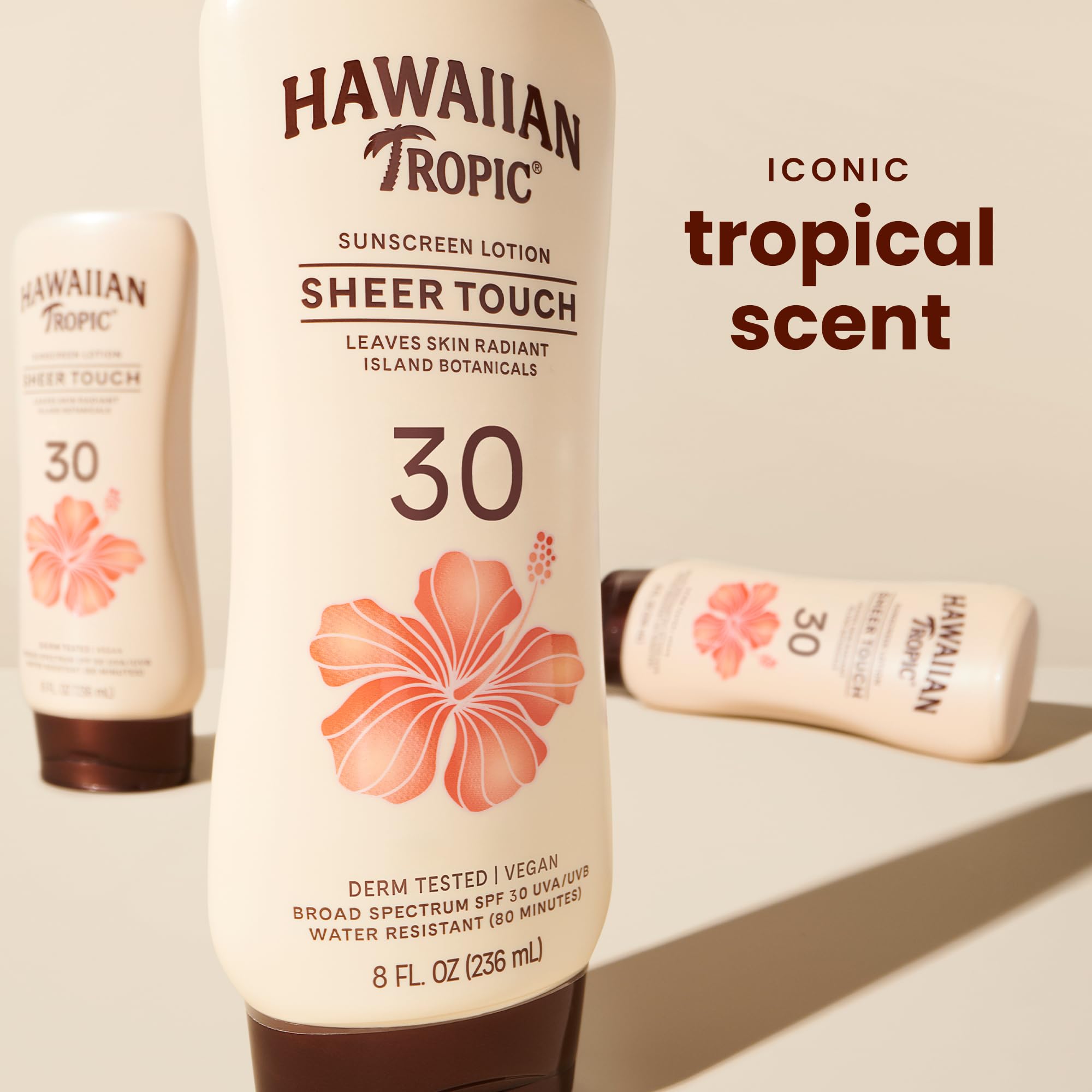 Back label of Hawaiian Tropic Sheer Touch SPF 30 sunscreen