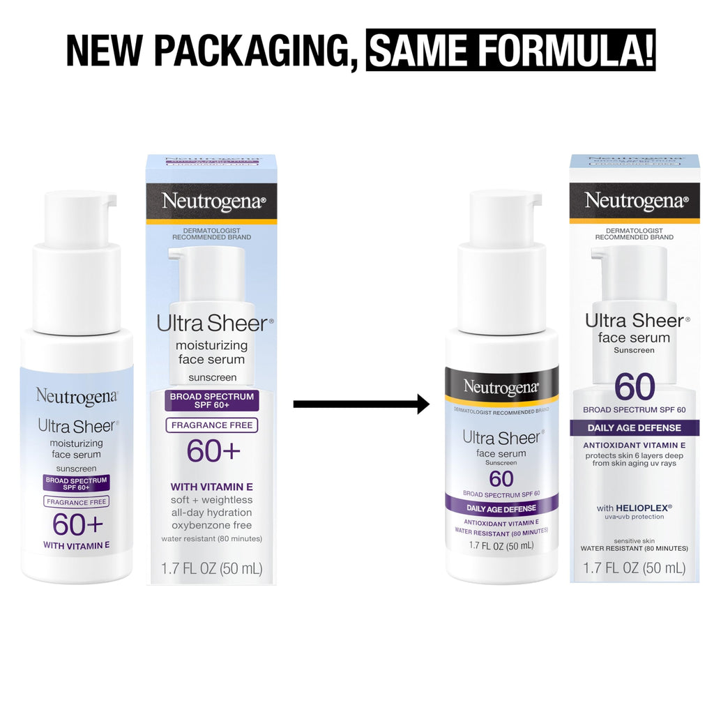 Neutrogena SPF 60 face serum bottle packaging