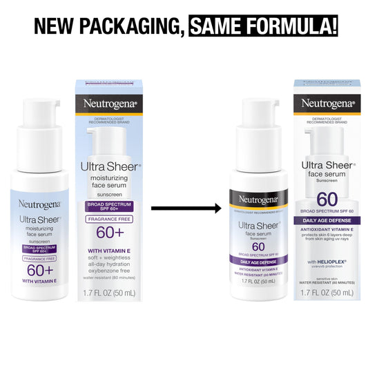 Neutrogena SPF 60 face serum bottle packaging