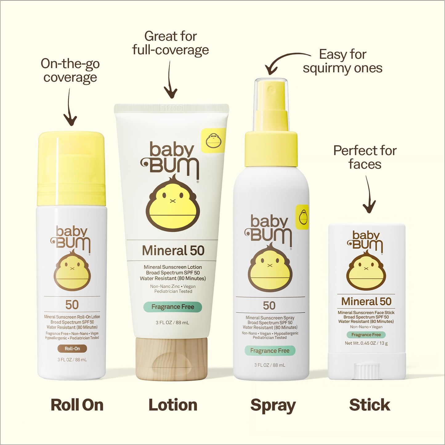Sun Bum Baby Bum sunscreen bottle side profile