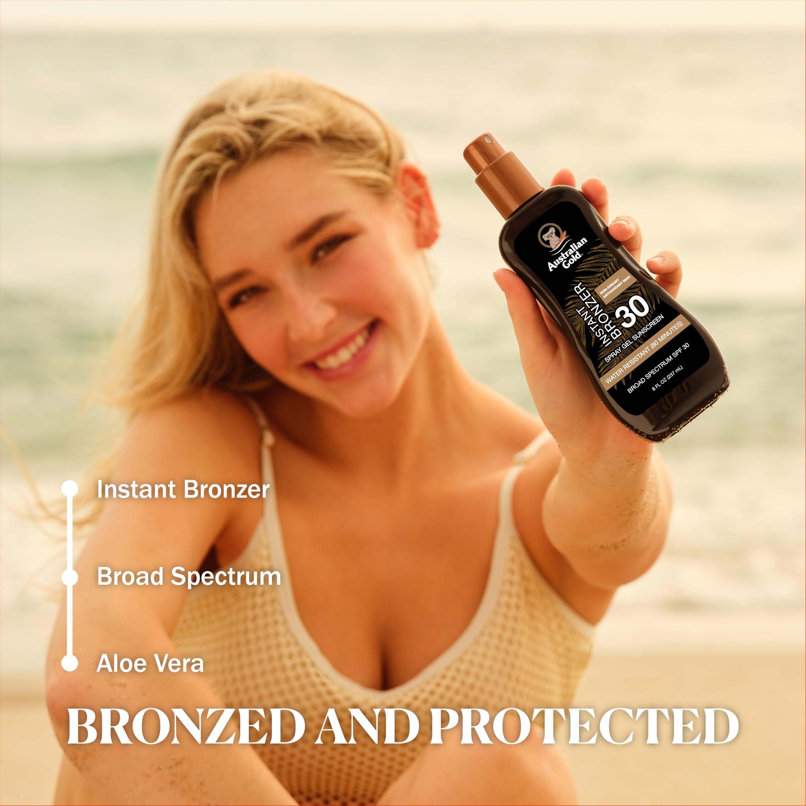 Australian Gold sunscreen spray nozzle and cap detail