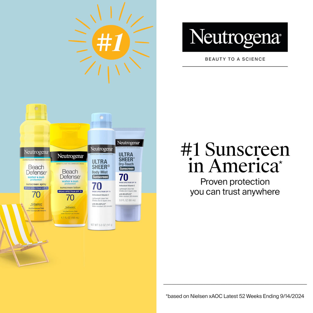 Neutrogena Beach Defense sunscreen spray in lifestyle setting