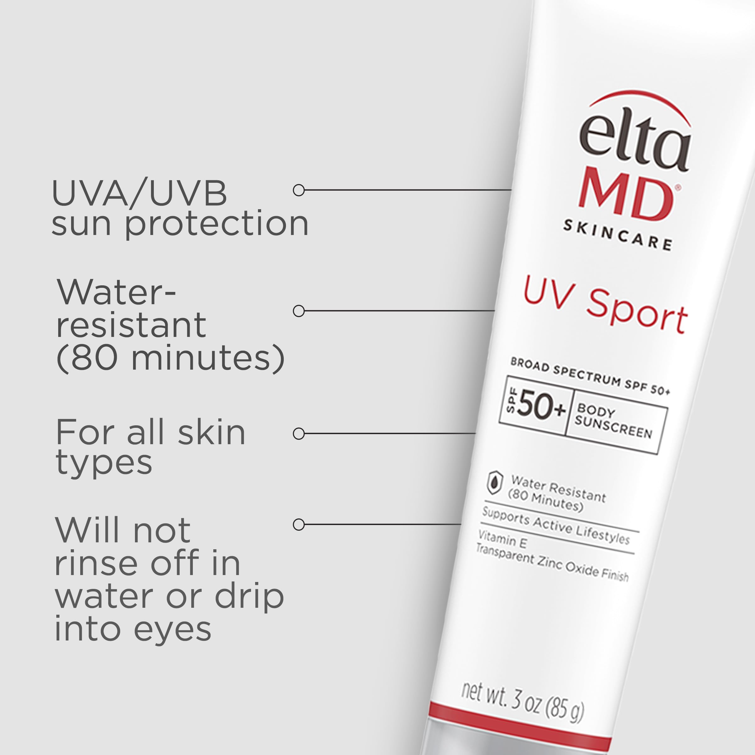 EltaMD UV Sport sunscreen bottle showing SPF 50 label
