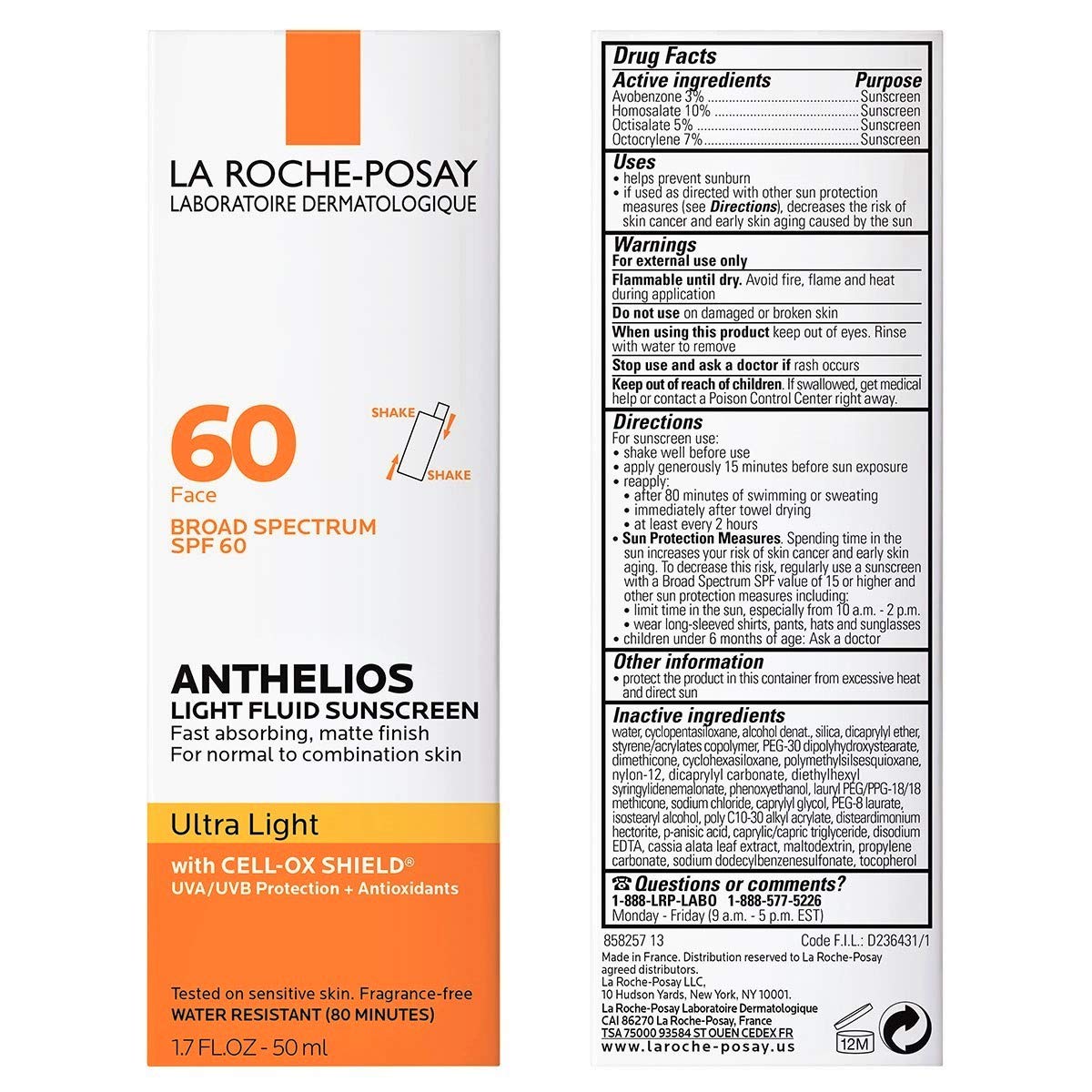 La Roche-Posay Anthelios SPF 60 bottle packaging side view