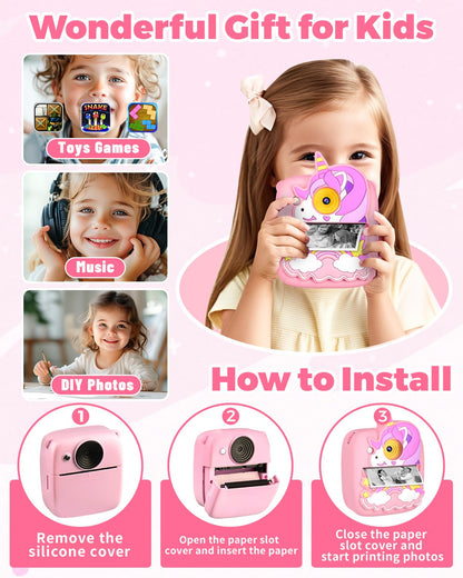 Yingoot 48 megapixel kids camera displaying built in puzzle games function