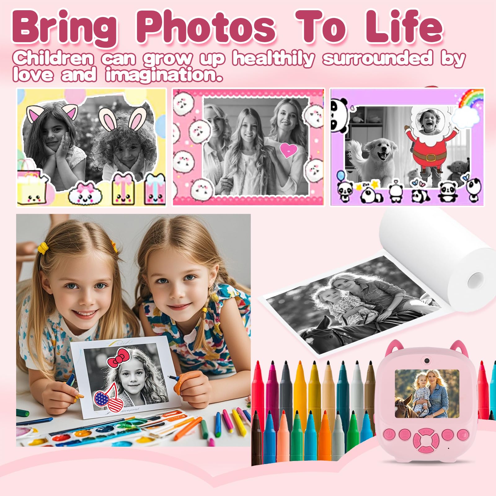 Ten rolls of premium white sticker paper bundle compatible with children instant cameras.