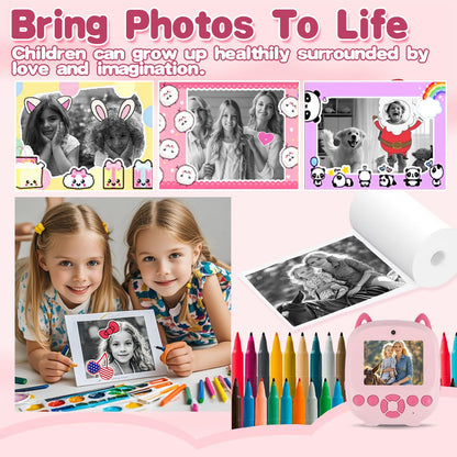 Ten rolls of premium white sticker paper bundle compatible with children instant cameras.