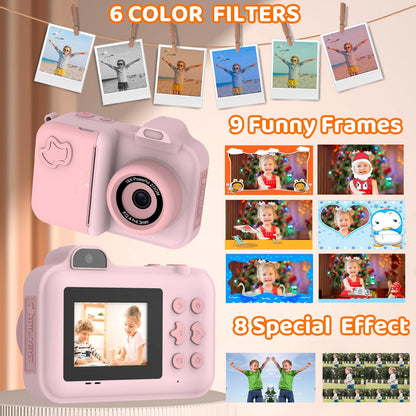 Xuweicn children selfie camera rear screen view displaying the user interface menu and controls.