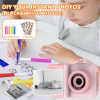 Xuweicn children creative camera kit inside its premium gift packaging box with color pens.