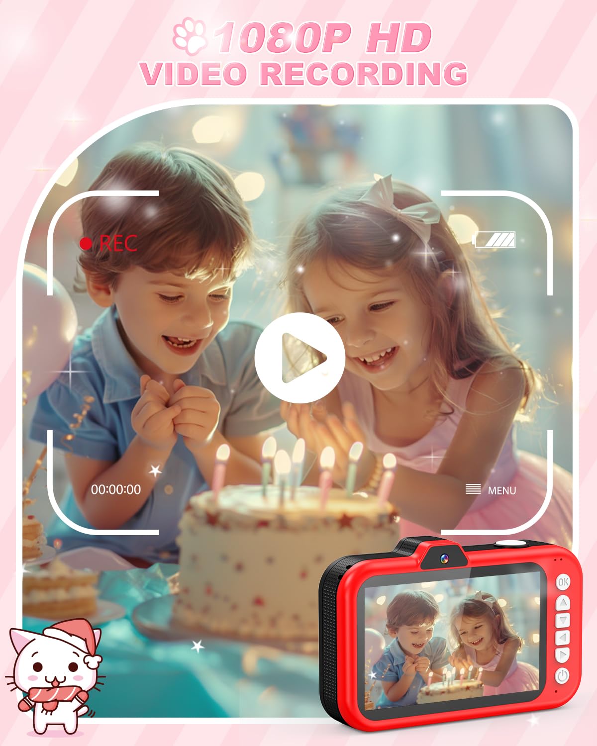 Uffylle 48MP camera for boys and girls with included thirty two gigabyte memory card and lanyard