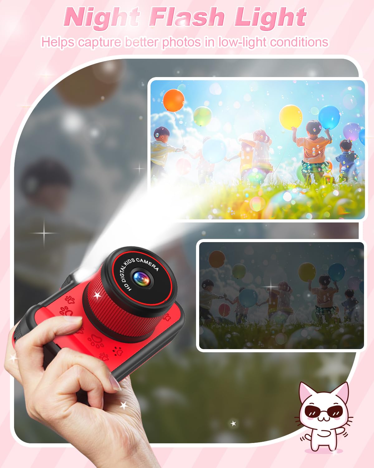 Authentic USA sourced kids electronic toy camera kit with decorative stickers and USB cable