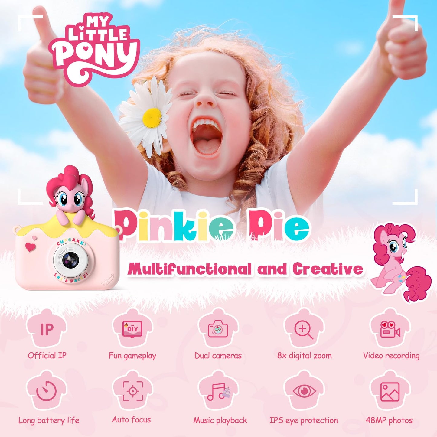Hasbro digital toy camera for children displaying the dual lens setup for selfies