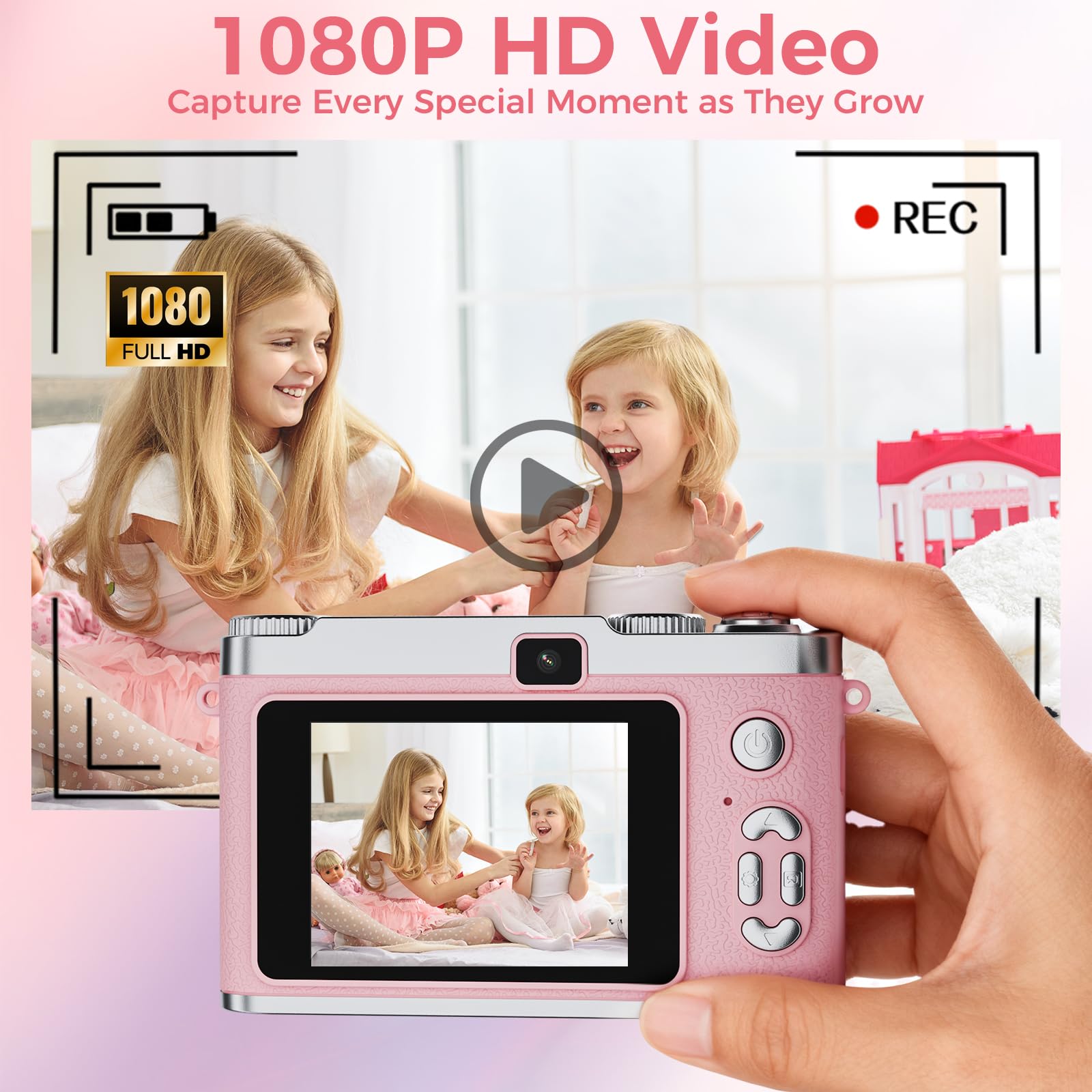 Zyxva toddler high definition video camera showcasing the 2.4 inch clear display panel