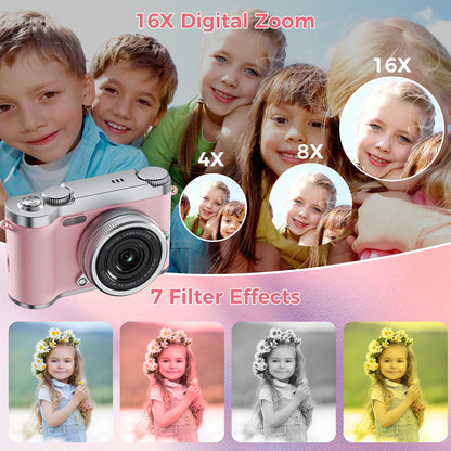 Zyxva kids pink digital camera accessory kit including the 32GB memory card and charging cable