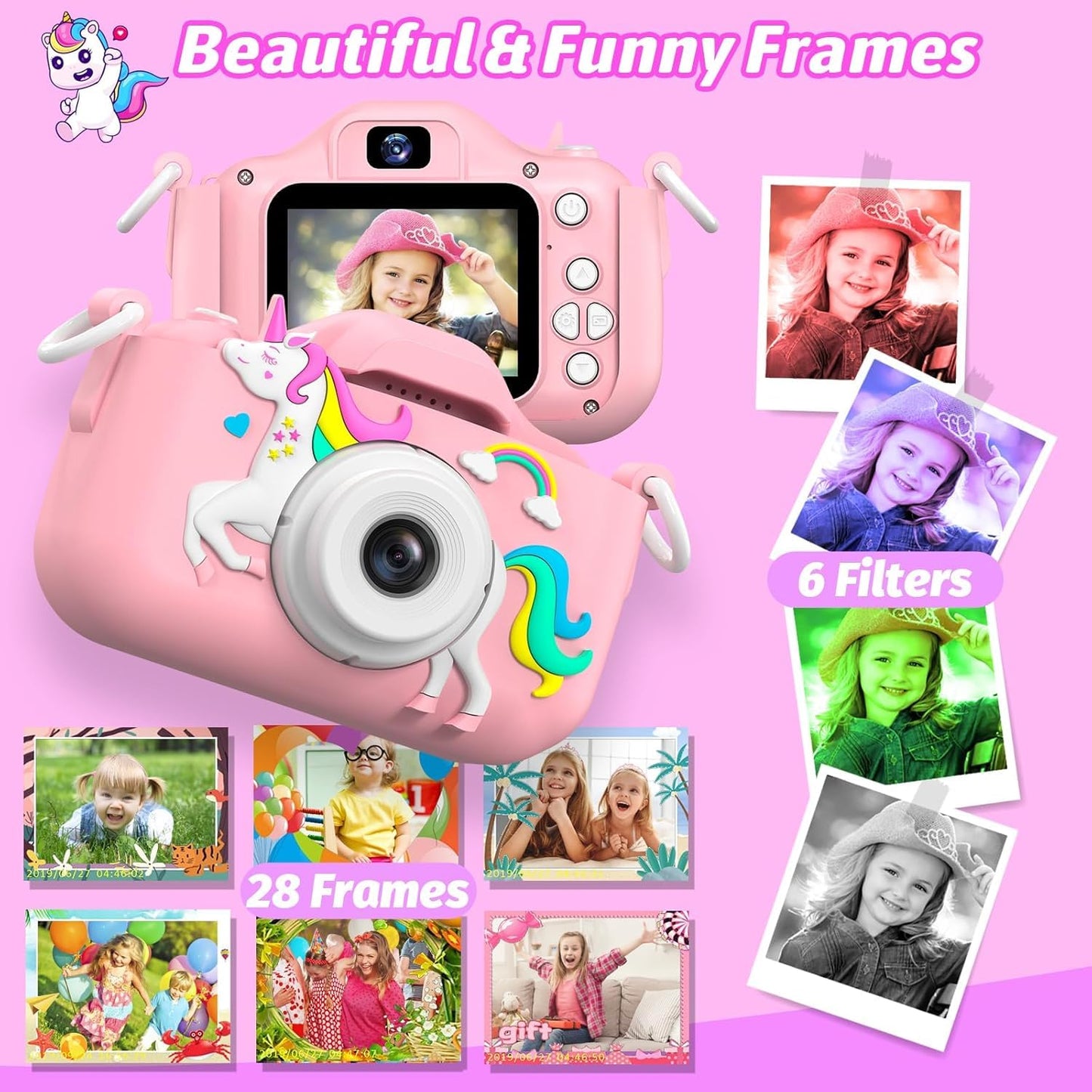 Mgaolo dinosaur themed child video camera showing the durable shockproof silicone cover details