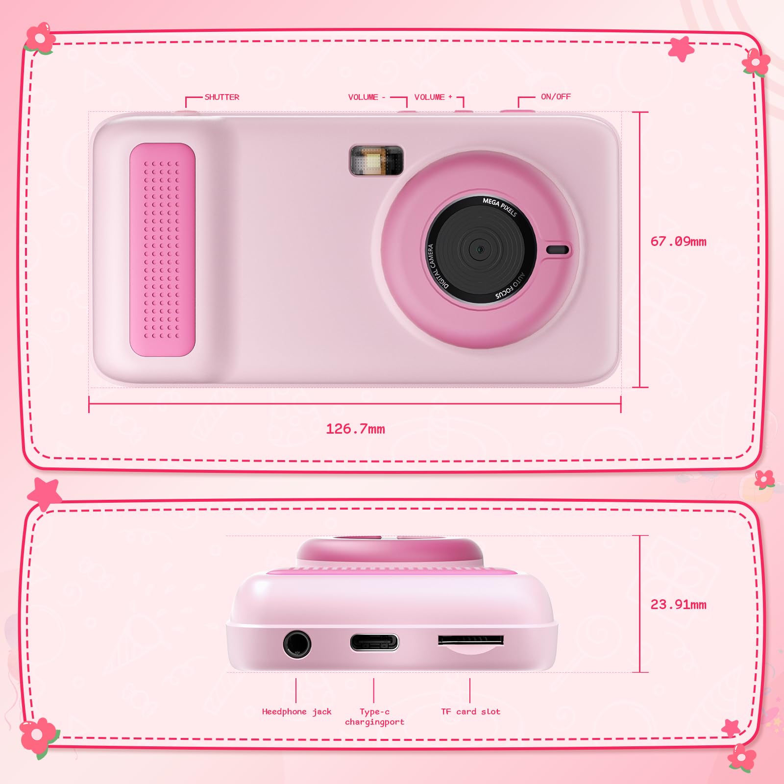 The complete Gisotu camera gift package contents including the charging cable, lanyard, and user instruction manual.