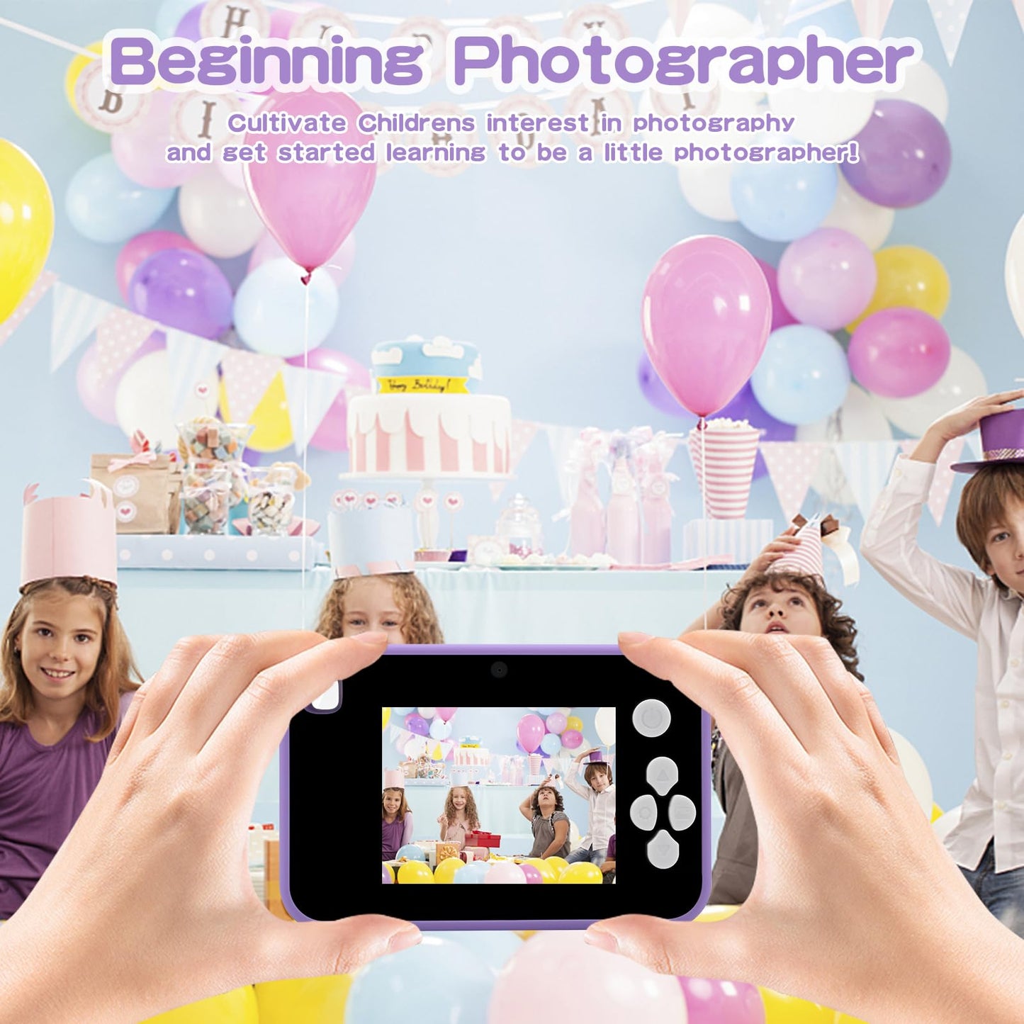 Close up of the non toxic child friendly ABS plastic material on the blue toddler vlogging camera