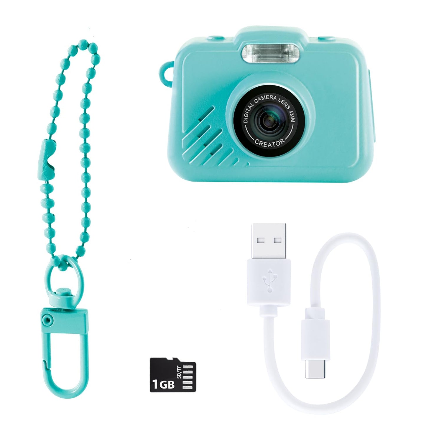 Canal Toys mini digital camera displaying the one-inch color LCD screen and rear button interface.