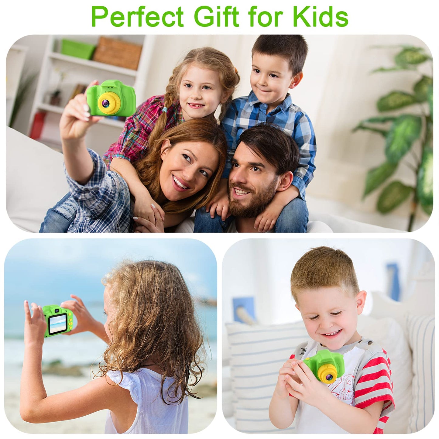 GKTZ children electronic camera showing built-in puzzle game selections on screen
