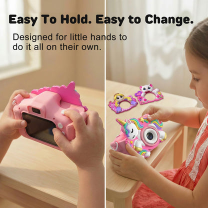 Fellowean children camera dual lens system close up highlighting front selfie capability