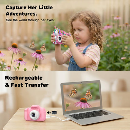 Fellowean kids video camera menu display illustrating built in filters and puzzle games