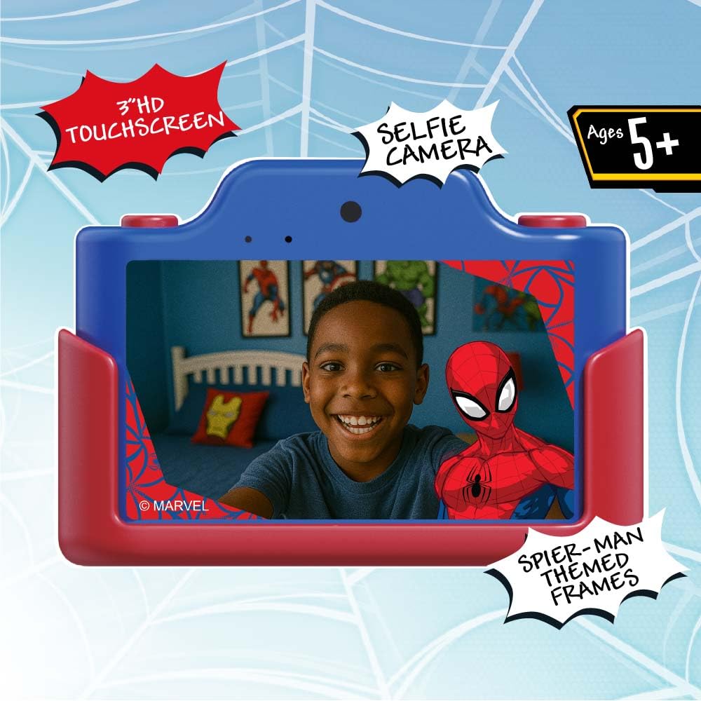 Kidamento children digital camcorder back side view displaying the large three-inch interactive touchscreen menu.