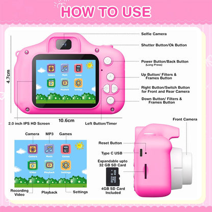 Wembley toddler camera 2.0-inch IPS HD color screen display view