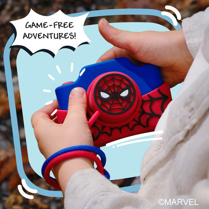 Kidamento Spider-Man camera close up on the eco-friendly durable protective silicone casing textures.