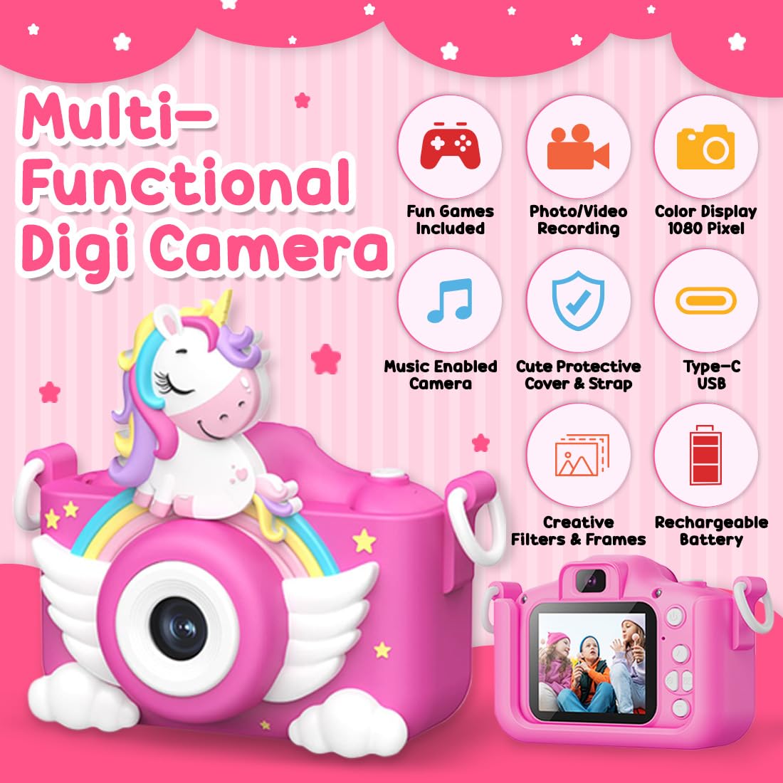 Wembley miniature toy video recorder side profile with Type-C slot