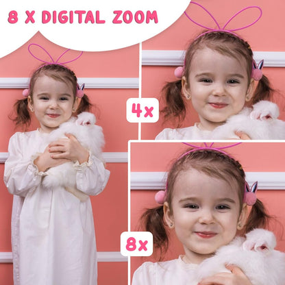 Wembley pink shockproof kids camera with protective animal design hood