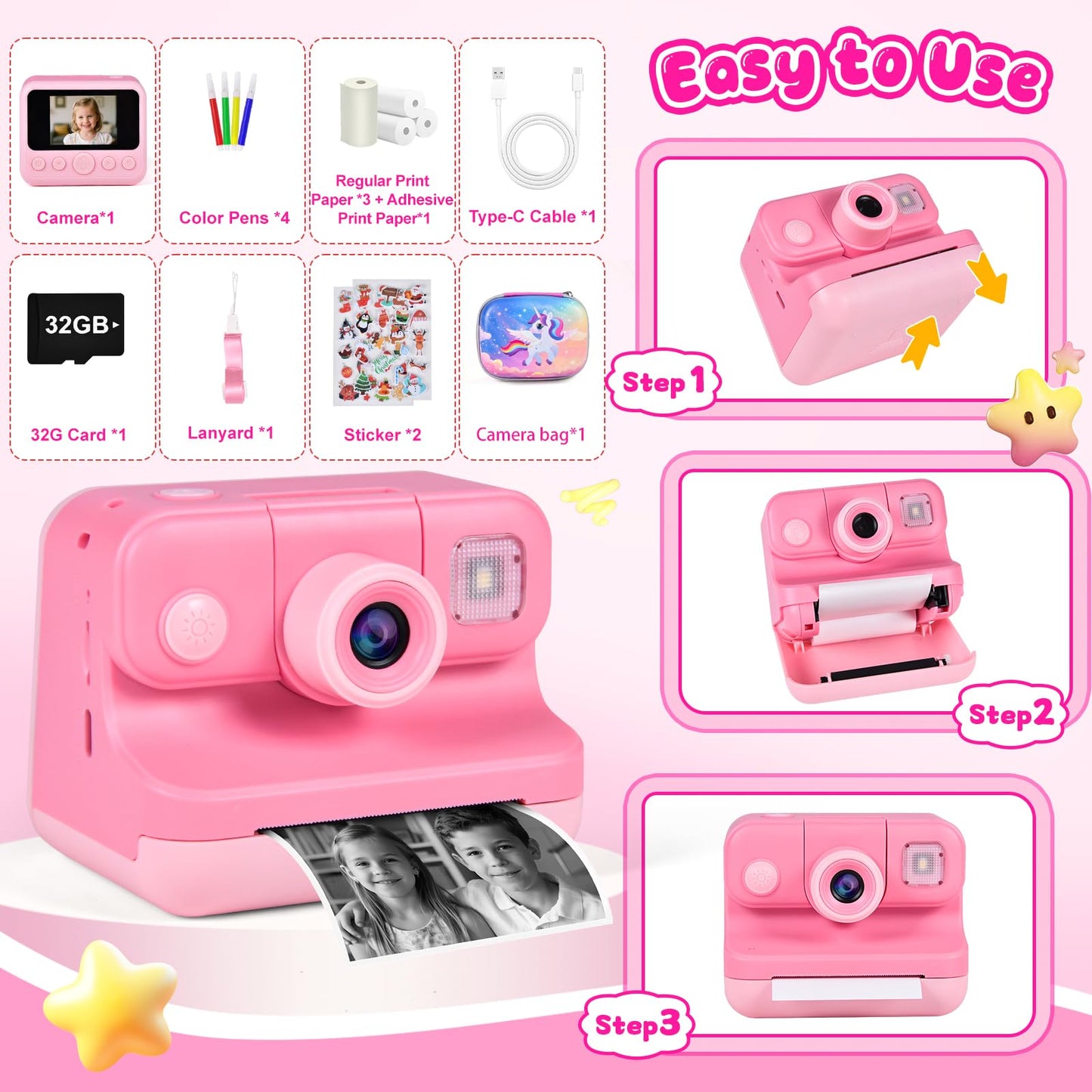 Elecoutek instant photography toy bundle pack for ages three to twelve years