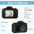 Zeacool children's selfie camera rear view displaying the 2-inch IPS screen and navigation buttons