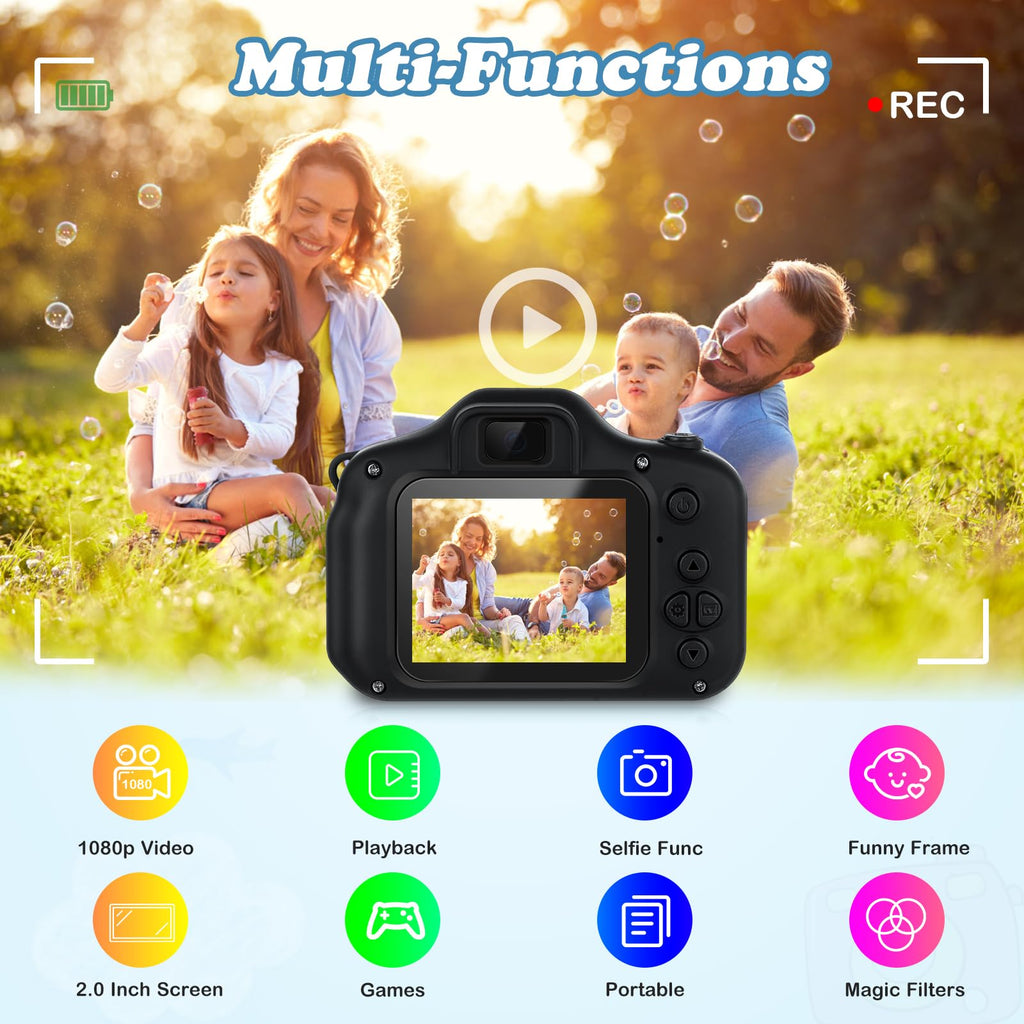 Zeacool electronic toy camera packaging box showing the complete birthday gift presentation set